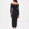 Vestido de jerséu midi elástico con hombros descubiertos de CashSoft