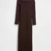 Vestido de jerséu midi elástico con hombros descubiertos de CashSoft