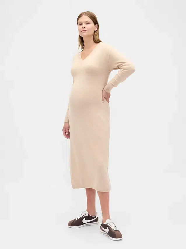 Vestido de jerséu premamá CashSoft con cuello en V