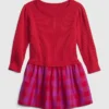 Vestido de mezcla de materiales con jerséu acanalado para niños pequeños