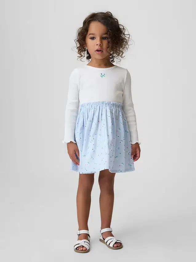 Vestido de mezcla de telas para bebés y niños pequeños