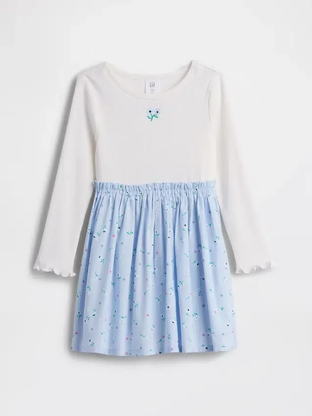 Vestido de mezcla de telas para bebés y niños pequeños