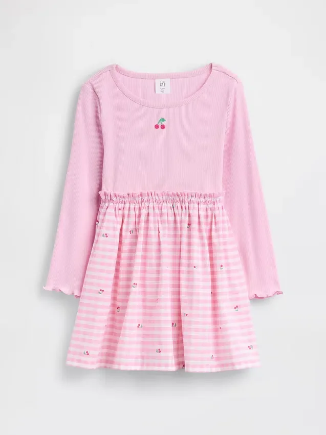 Vestido de mezcla de telas para bebés y niños pequeños