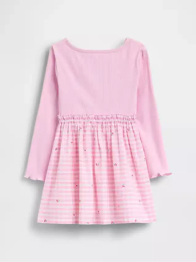 Vestido de mezcla de telas para bebés y niños pequeños