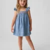 Vestido de mezclilla bordado para bebés y niños