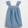 Vestido de mezclilla bordado para bebés y niños