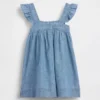 Vestido de mezclilla bordado para bebés y niños