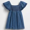 Vestido de mezclilla con fruncidos para bebé