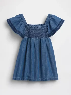Vestido de mezclilla con fruncidos para bebé