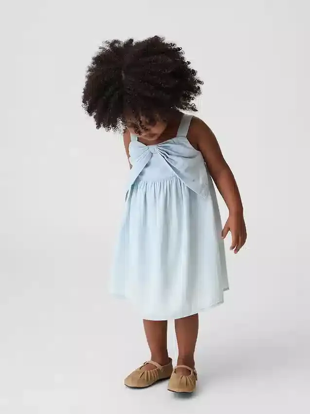 Vestido de mezclilla con moño para bebés y niños