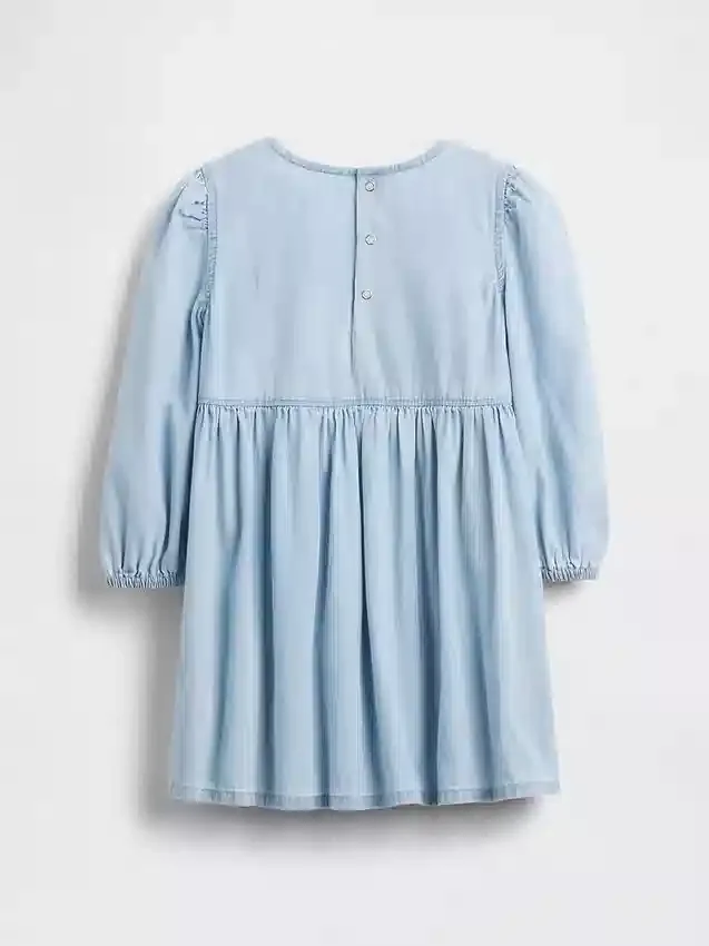 Vestido de mezclilla con volantes y corazón para bebés y niños pequeños