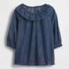 Vestido de mezclilla para bebé con cuello de volantes