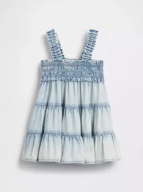 Vestido de mezclilla para bebé con volantes