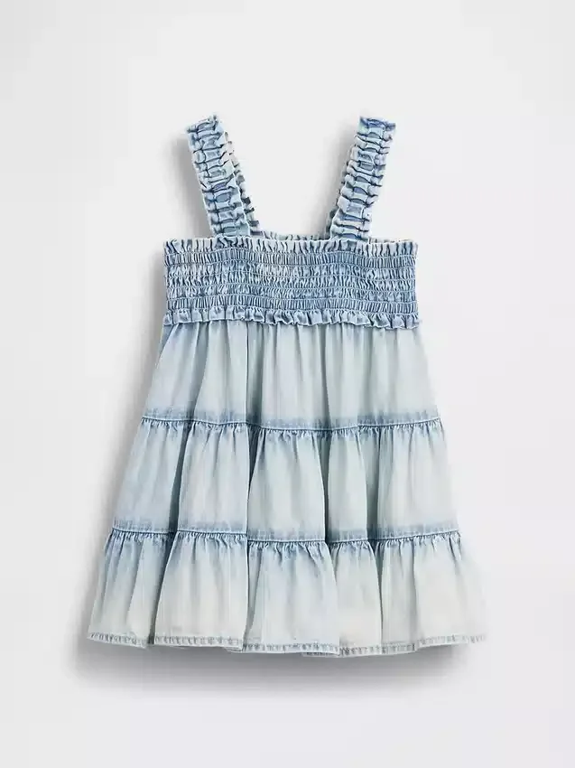 Vestido de mezclilla para bebé con volantes