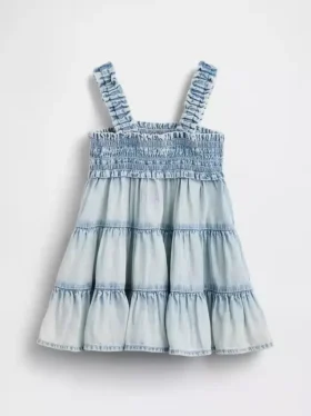 Vestido de mezclilla para bebé con volantes
