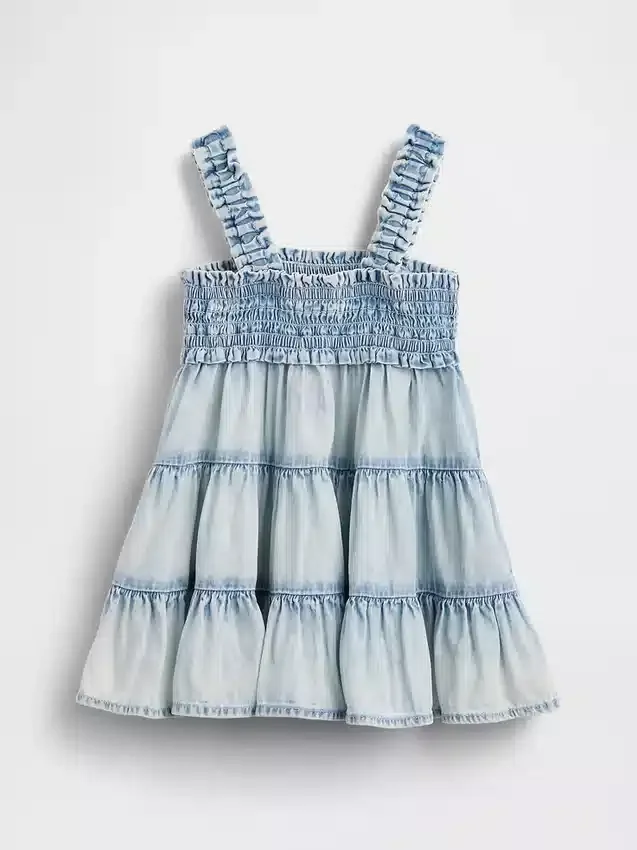 Vestido de mezclilla para bebé con volantes