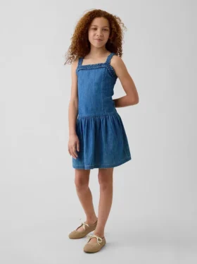 Vestido de mezclilla para niños con cintura baja