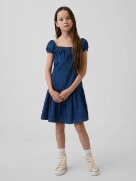 Vestido de mezclilla para niños con cintura baja