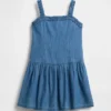 Vestido de mezclilla para niños con cintura baja
