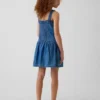 Vestido de mezclilla para niños con cintura baja
