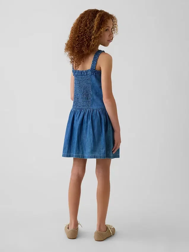 Vestido de mezclilla para niños con cintura baja