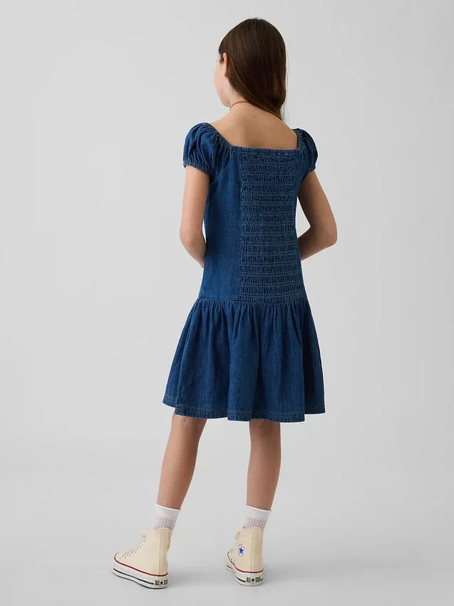 Vestido de mezclilla para niños con cintura baja