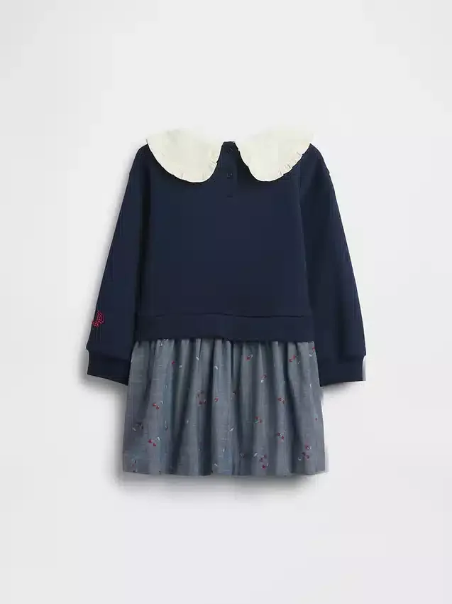 Vestido de sudadera con cuello con volantes de Snoopy para bebés y niños pequeños