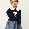 Vestido de sudadera con cuello con volantes de Snoopy para bebés y niños pequeños