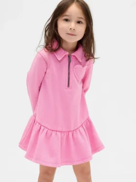 Vestido de sudadera con media cremallera para bebés y niños pequeños