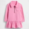 Vestido de sudadera con media cremallera para bebés y niños pequeños