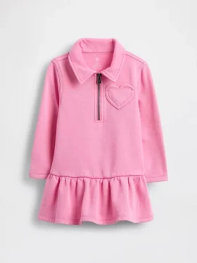 Vestido de sudadera con media cremallera para bebés y niños pequeños