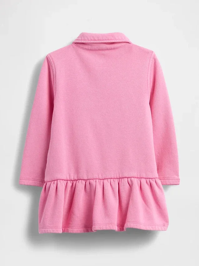 Vestido de sudadera con media cremallera para bebés y niños pequeños