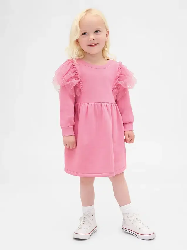 Vestido de sudadera de tul para bebés y niños pequeños