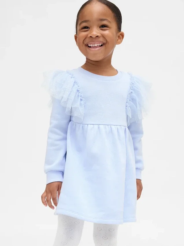 Vestido de sudadera de tul para bebés y niños pequeños