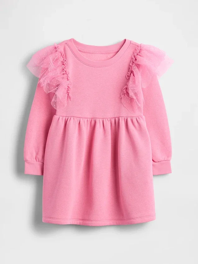 Vestido de sudadera de tul para bebés y niños pequeños