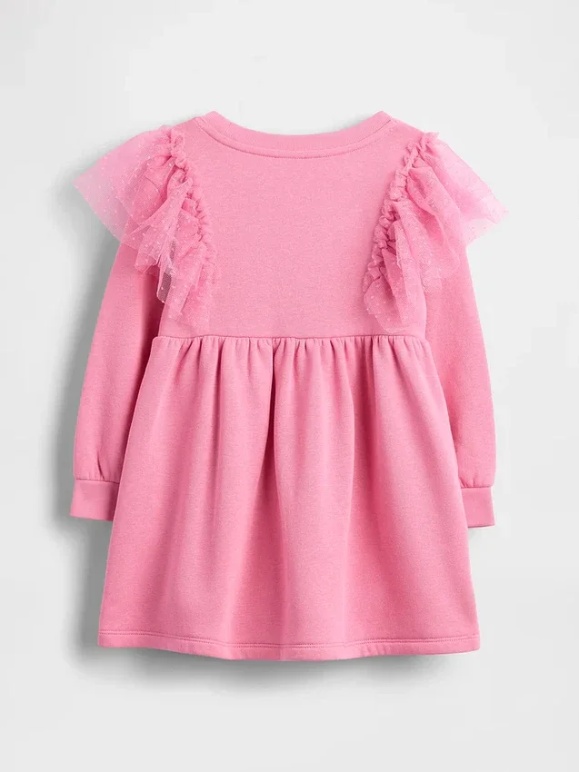 Vestido de sudadera de tul para bebés y niños pequeños