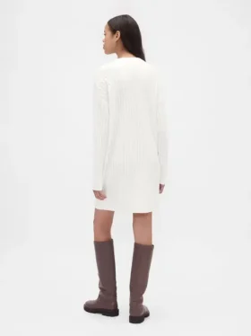Vestido de suéter mini de punto trenzado CashSoft