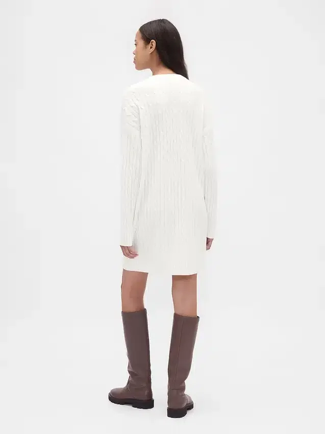 Vestido de suéter mini de punto trenzado CashSoft