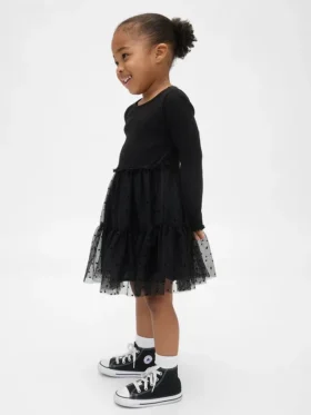Vestido de tul con mezcla de materiales para bebés y niños pequeños