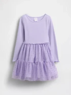 Vestido de tul con mezcla de materiales para bebés y niños pequeños