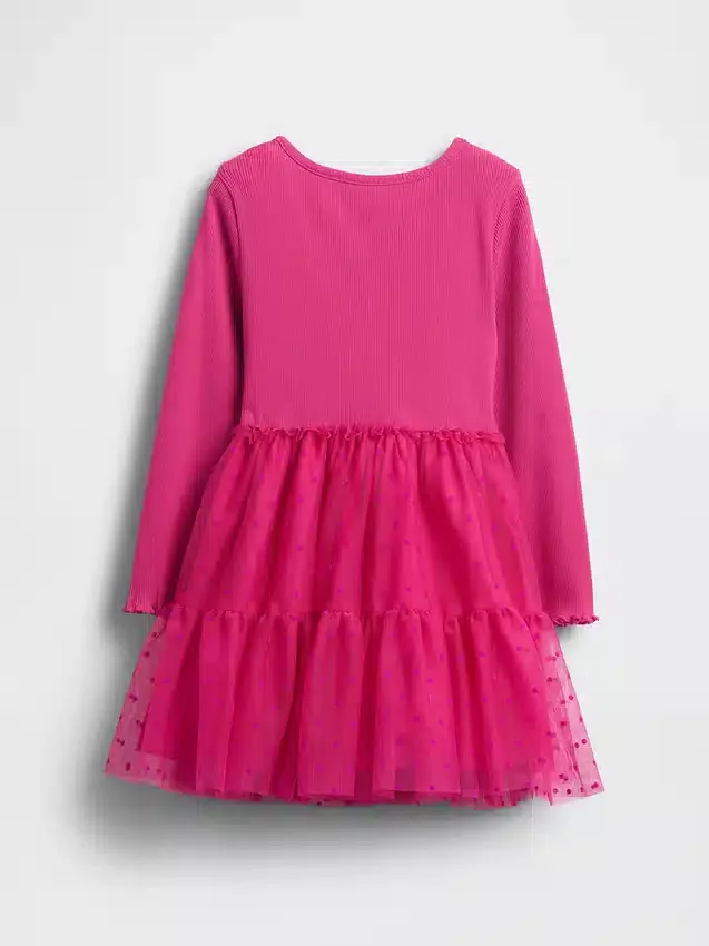 Vestido de tul con mezcla de materiales para bebés y niños pequeños