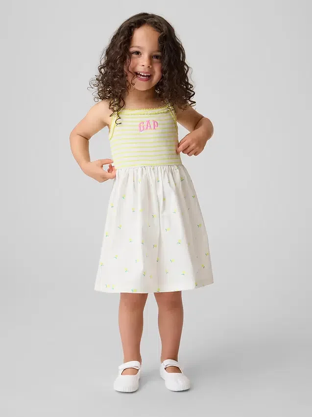 Vestido delantal de materiales mixtos para bebés y niños