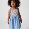Vestido delantal de materiales mixtos para bebés y niños