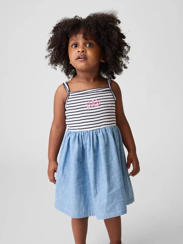 Vestido delantal de materiales mixtos para bebés y niños