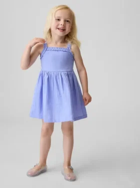 Vestido delantal de materiales mixtos para bebés y niños