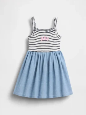 Vestido delantal de materiales mixtos para bebés y niños