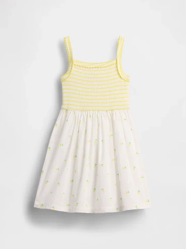 Vestido delantal de materiales mixtos para bebés y niños