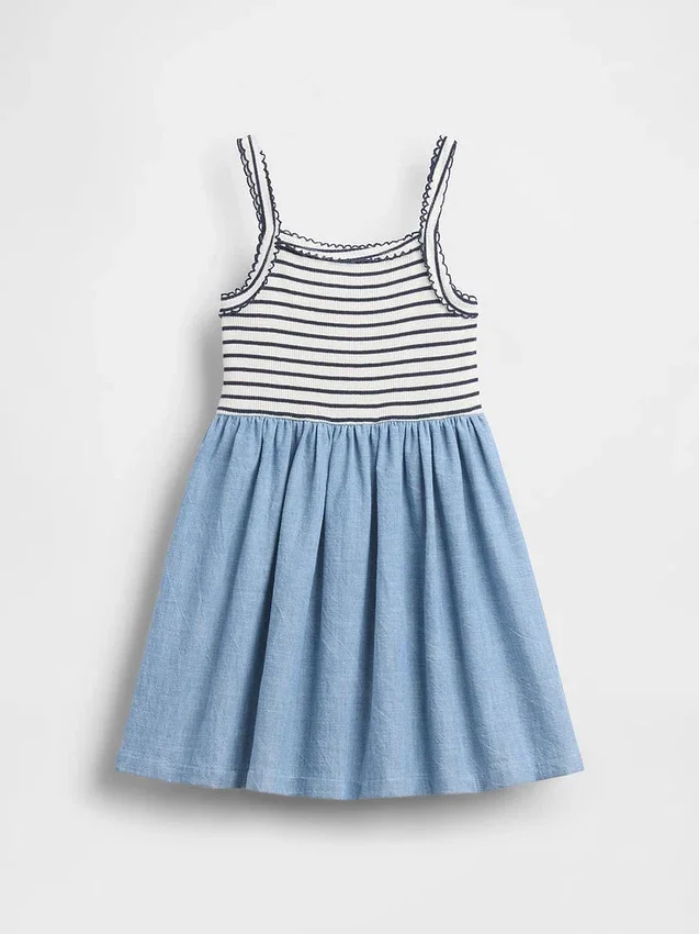 Vestido delantal de materiales mixtos para bebés y niños