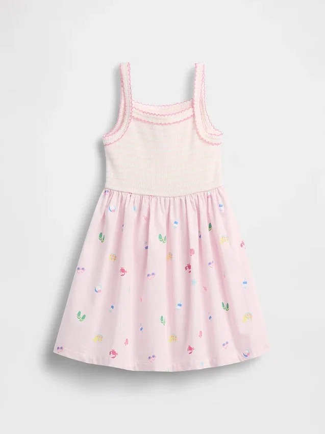 Vestido delantal de materiales mixtos para bebés y niños