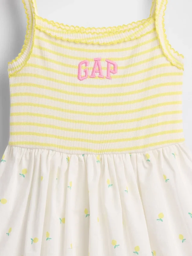 Vestido delantal de materiales mixtos para bebés y niños